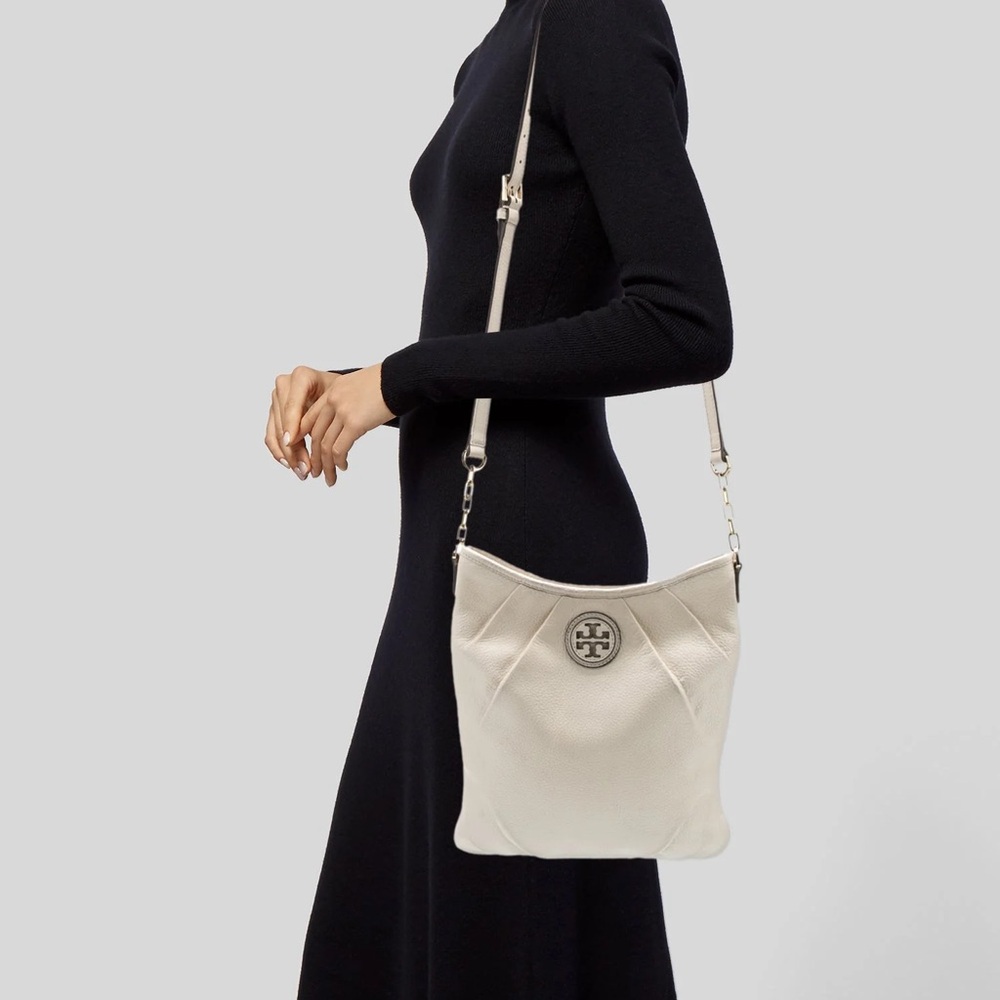 Tory Burch Cream Leather Shoulder Messenger Bag